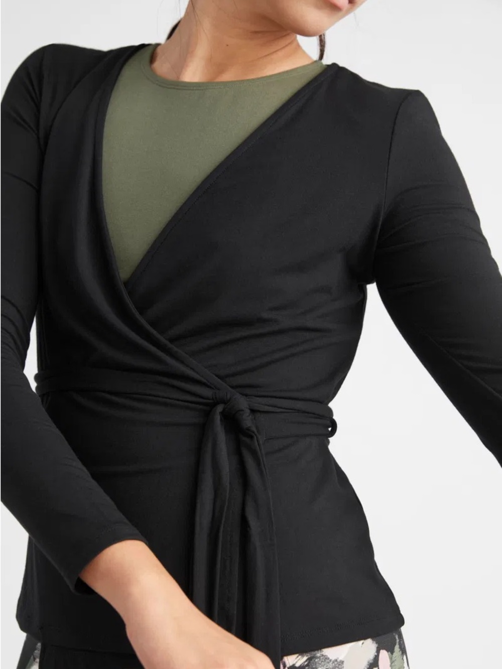 H&M Black Wrap Front Long Sleeve Top